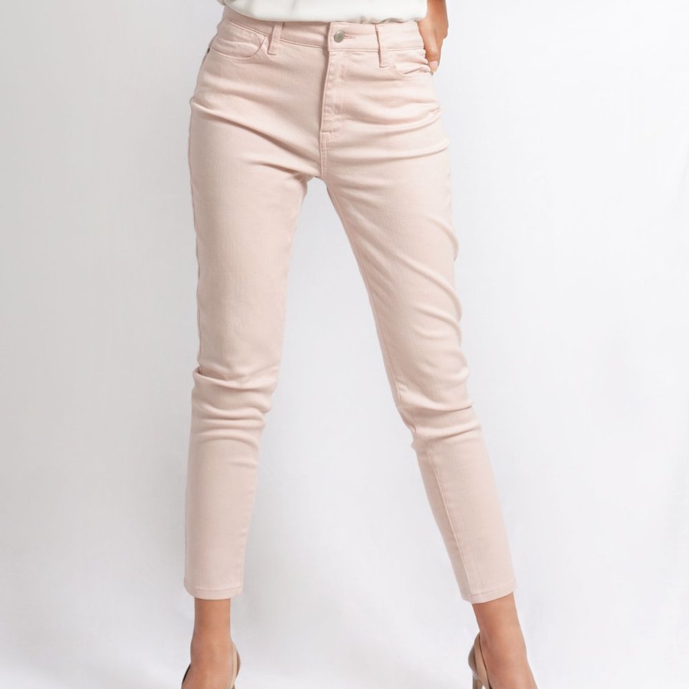 OLGYN Women’s Stretch Light Pink Denim Ankle Pant